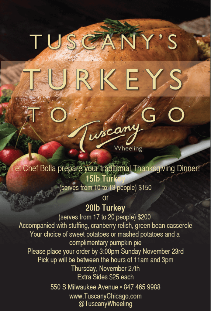 Tuscany Wheeling Thanksgiving Turkey To Go